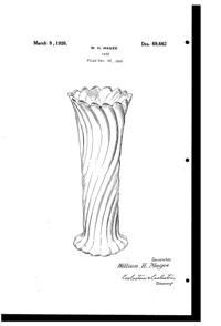 Fostoria #2412 Colony Vase Design Patent D 69662-1
