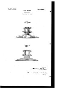 Fostoria #2324 Candlestick Design Patent D 69844-1