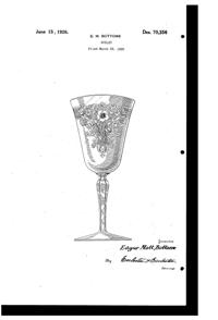 Fostoria # 275 Vesper Etch on #5093 Goblet Design Patent D 70356-1