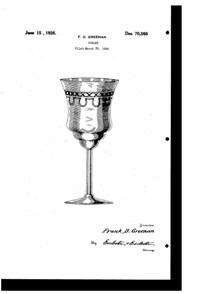 Fostoria #  79 Brunswick Needle Etch on #870 Goblet Design Patent D 70366-1