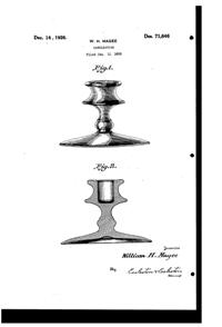 Fostoria #2324 Candlestick Design Patent D 71646-1
