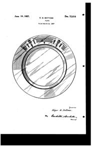 Fostoria # 276 Beverly Etch on #2350 Pioneer Plate Design Patent D 72816-1