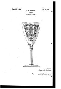 Fostoria # 278 Versailles Etch on #5098 Goblet Design Patent D 76372-1