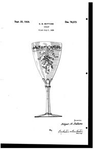 Fostoria # 279 June Etch on #5098 Goblet Design Patent D 76373-1
