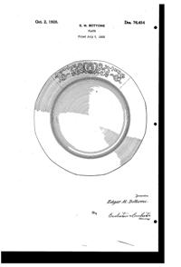 Fostoria # 278 Versailles Etch on #2375 Fairfax Plate Design Patent D 76454-1
