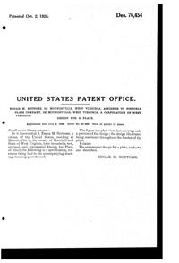 Fostoria # 278 Versailles Etch on #2375 Fairfax Plate Design Patent D 76454-2