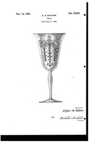Fostoria # 277 Vernon Etch on #877 Goblet Design Patent D 76852-1