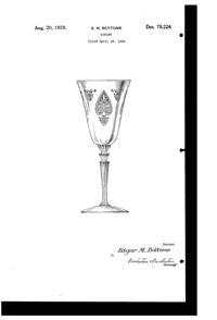 Fostoria # 280 Trojan Etch on #5099 Goblet Design Patent D 79226-1