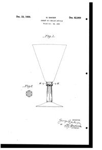 Fostoria #6002 Goblet Design Patent D 82909-1