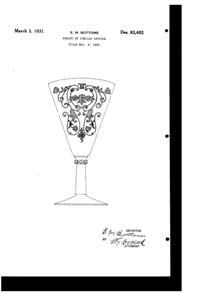 Fostoria # 285 Minuet Etch on #6002 Goblet Design Patent D 83492-1