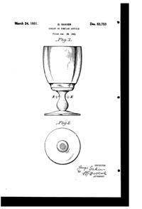 Fostoria Goblet Design Patent D 83753-1