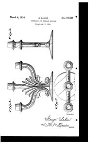 Fostoria #2484 Baroque Trindle Candlestick Design Patent D 91688-1