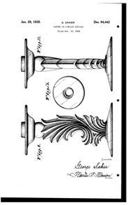 Fostoria #2484 Baroque Candlestick Design Patent D 94442-1
