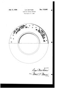 Fostoria # 335 Willow Etch on Plate Design Patent D115665-1
