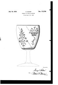 Fostoria # 337 Sampler Etch on #6025 Cabot (Modified Stem) Goblet Design Patent D115799-1