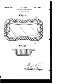 Fostoria #2412 Colony Pickle Bowl Design Patent D115801-1