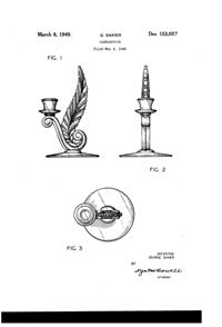 Fostoria #2636 Plume Candlestick Design Patent D153037-1