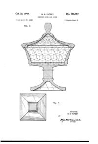 Fostoria #2056 American Footed Candy Box & Cover Design Patent D155757-3