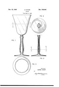 Fostoria #6037 Silver Flutes Goblet Design Patent D156040-1