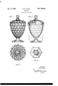Fostoria #2056 American Footed Candy Jar & Cover Design Patent D156929-1