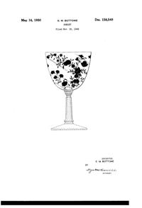 Fostoria # 342 Bouquet Etch on #6033 Mademoiselle Goblet Design Patent D158549-1
