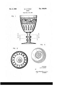 Fostoria # 826 Minuette Cutting on #6025 Cabot Goblet Design Patent D160354-1