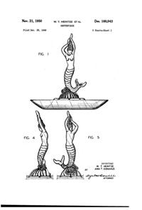 Fostoria #2634 Mermaid & Bowl Design Patent D160943-1