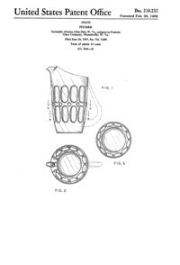Fostoria #4186 Mesa Pitcher Design Patent D210232-1