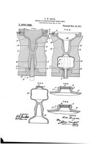 U. S. Glass Lamp Patent 1009022-1