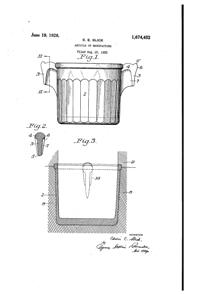 U. S. Glass Ice Bucket Patent 1674452-1