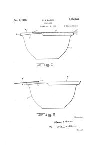 U. S. Glass Bowl & Lid Patent 2016980-1