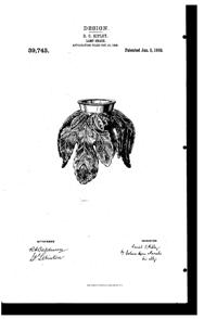 U. S. Glass Light Fixture Shade Design Patent D 39743-1