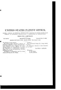 U. S. Glass Light Fixture Shade Design Patent D 39743-2