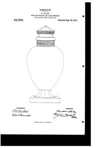 U. S. Glass #15144 U. S. Sheraton Jar Design Patent D 43039-1