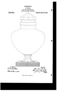 U. S. Glass #15144 U. S. Sheraton Jar Design Patent D 43040-1