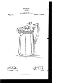 U. S. Glass #15144 U. S. Sheraton Jug Design Patent D 43819-1