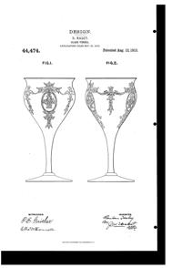 U. S. Glass Adam Etch on #14178 Goblet Design Patent D 44474-1