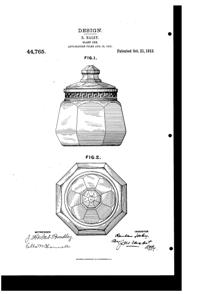 U. S. Glass #15144 U. S. Sheraton Jar Design Patent D 44765-1