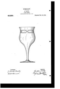 U. S. Glass Monticello Cutting on #14179 Goblet Design Patent D 45229-1
