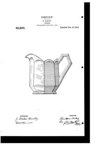 U. S. Glass #15152 Georgian Creamer Design Patent D 45230-1