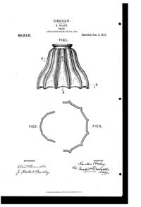 U. S. Glass Light Fixture Shade Design Patent D 46816-1
