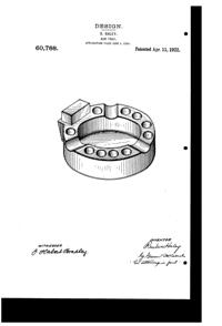 U. S. Glass # 9283 Ash Tray Design Patent D 60788-1