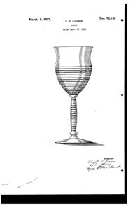 U. S. Glass #15017 Goblet Design Patent D 72162-1