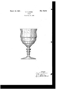 U. S. Glass #15014 Goblet Design Patent D 72216-1