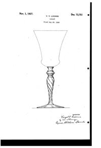 U. S. Glass #15022 Goblet Design Patent D 73751-1