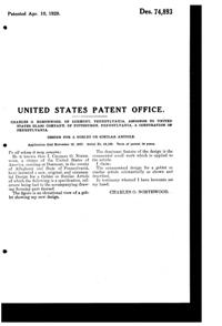 U. S. Glass Flanders Etch on #15024 Goblet Design Patent D 74893-2