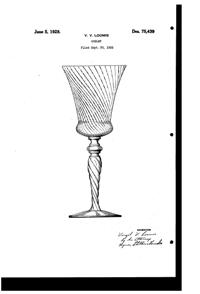 U. S. Glass #15022 Goblet Design Patent D 75439-1