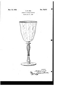 U. S. Glass #15037 Goblet Design Patent D 76873-1