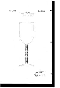 U. S. Glass #15033 Goblet Design Patent D 77362-1