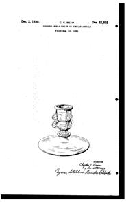 U. S. Glass #  348 Candlestick Design Patent D 82655-1